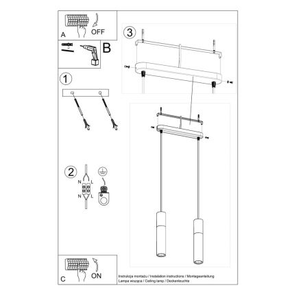 Hanglamp aan een koord PABLO 2xGU10/40W/230V wit/beuken