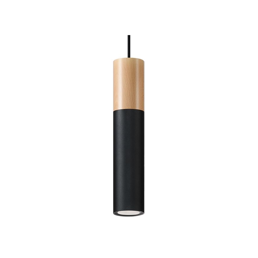 Hanglamp aan een koord PABLO 1xGU10/40W/230V zwart/beuken