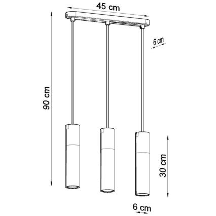 Hanglamp aan een koord PABLO 3xGU10/40W/230V zwart/beuken