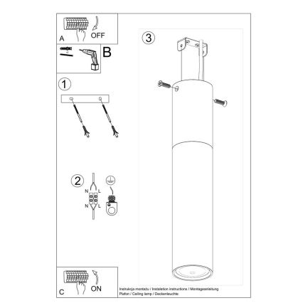 Plafondlamp PABLO 1xGU10/40W/230V zwart/beuken