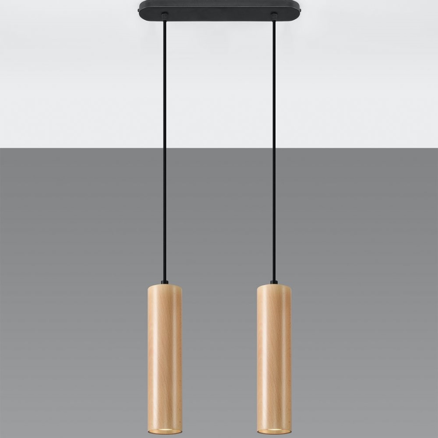 Hanglamp aan een koord LINO 2xGU10/40W/230V beuken
