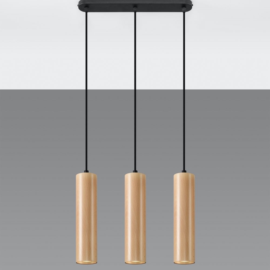 Suspension filaire LINO 3xGU10/40W/230V hêtre