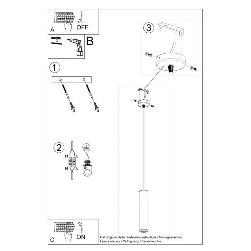Hanglamp aan kabel LUVO 1xGU10/40W/230V beton/zwart