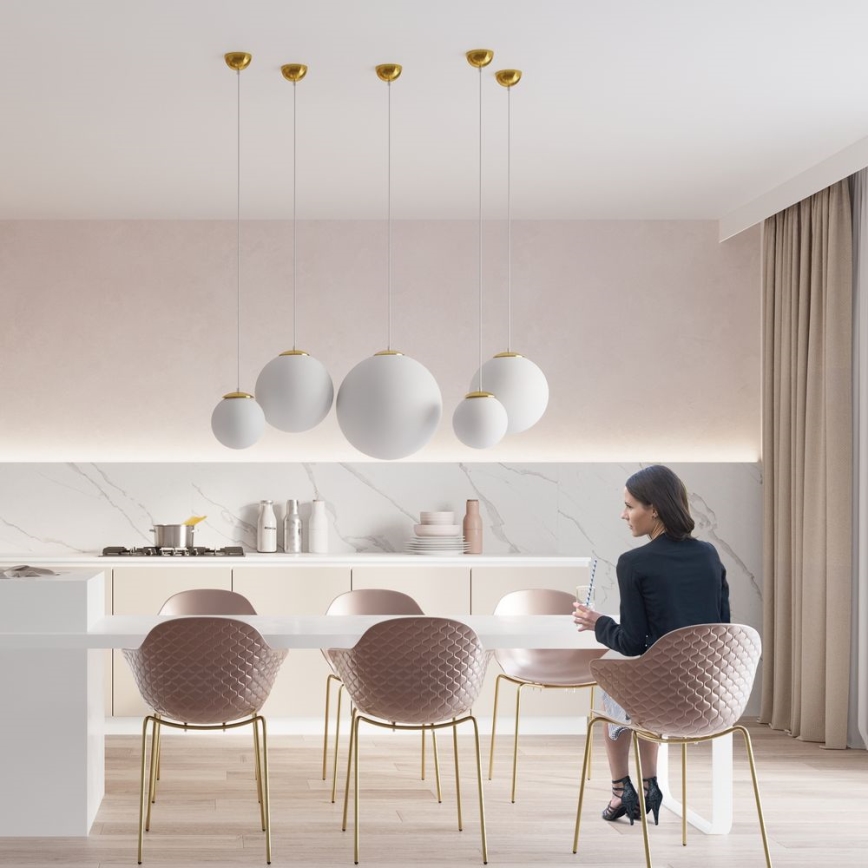 Hanglamp aan snoer TOYA 1xE27/60W/230V Ø 20 cm wit/goud