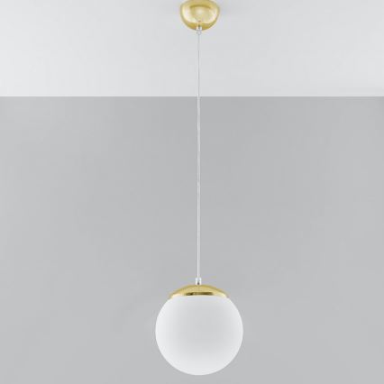 Suspension sur câble TOYA 1xE27/60W/230V Ø 20 cm blanc/doré