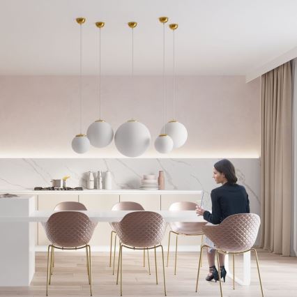 Hanglamp met snoer TOYA 1xE27/60W/230V Ø 40 cm wit/goud