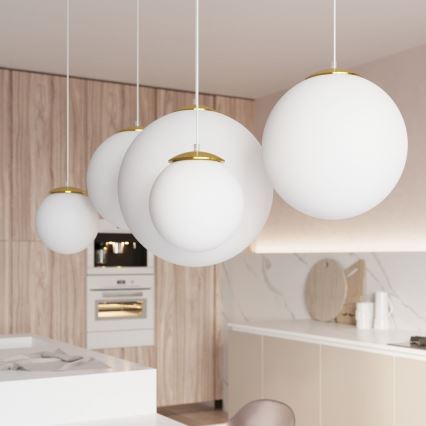 Hanglamp met snoer TOYA 1xE27/60W/230V Ø 40 cm wit/goud