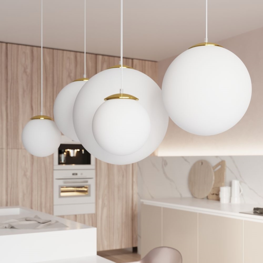 Hanglamp met snoer TOYA 1xE27/60W/230V Ø 40 cm wit/goud