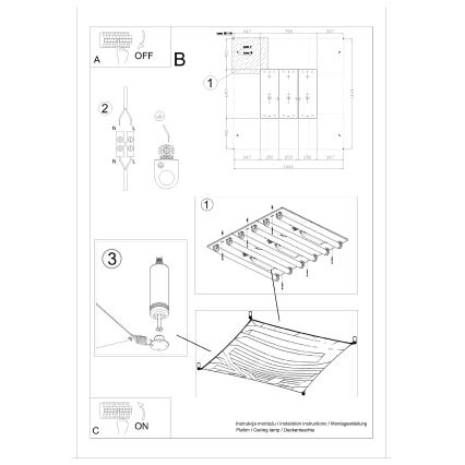 LED plafondlamp LUNA 6xG13/8,5W/230V 140x140 cm wit