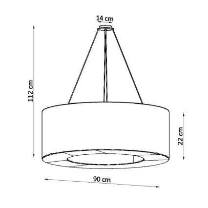 Suspension filaire SATURNO 8xE27/60W/230V d. 90 cm blanche