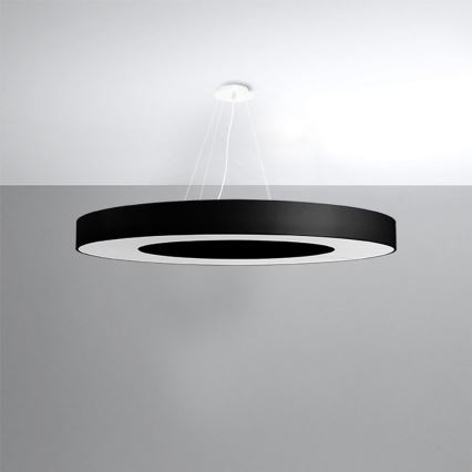 Suspension filaire SATURNO SLIM 8xE27/60W/230V d. 90 cm noire