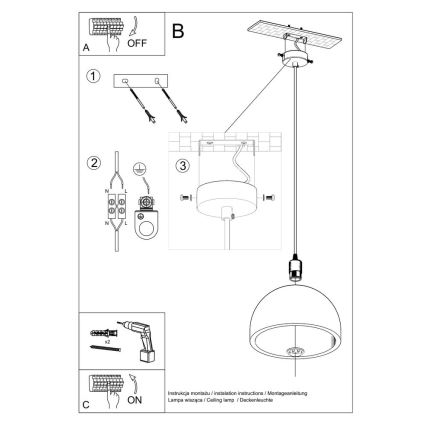 Sollux SL.0847 - Hanglamp aan een koord PABLITO 1xE27/60W/230V beton