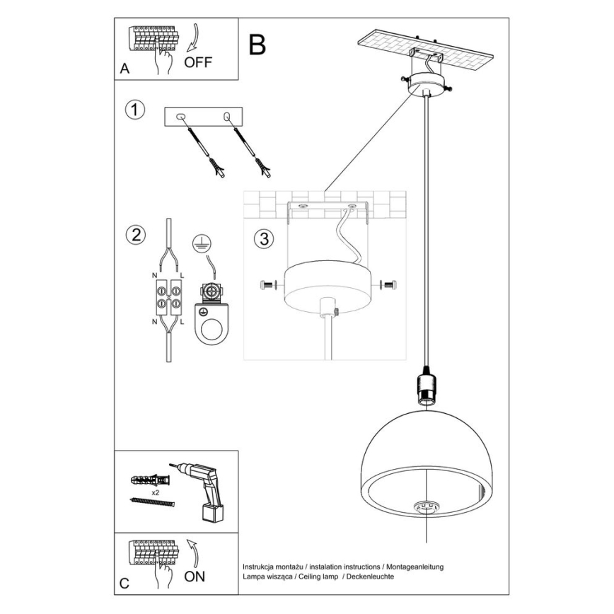 Sollux SL.0847 - Hanglamp aan een koord PABLITO 1xE27/60W/230V beton