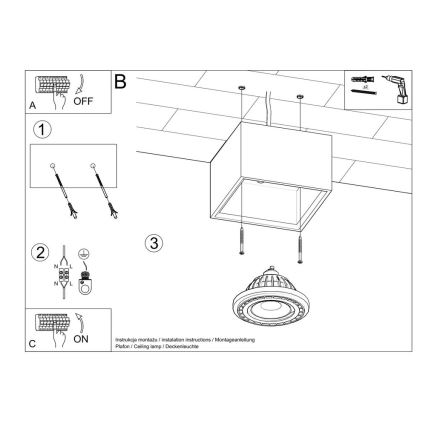 Plafonnier QUATRO AR111 1xGU10/40W/230V béton