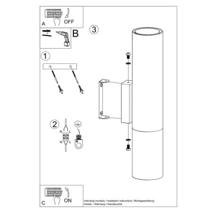 Wandlamp LOOPEZ 2xGU10/10W/230V zwart/chroom