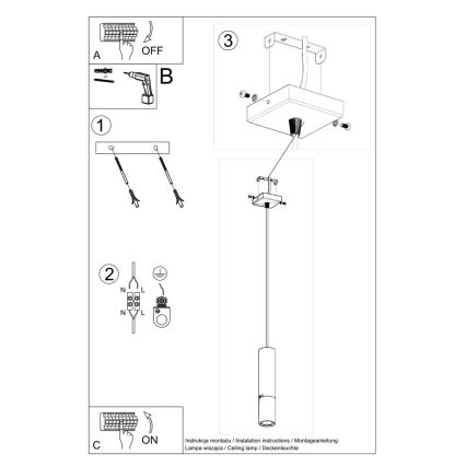 Suspension filaire LOOPEZ 1xGU10/10W/230V noir/chrome brillant