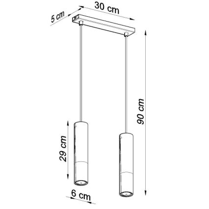 Hanglamp aan een koord LOOPEZ 2xGU10/10W/230V zwart/chroom