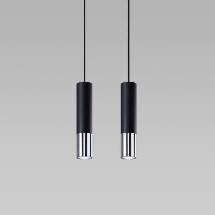 Suspension filaire LOOPEZ 2xGU10/10W/230V noir/chrome brillant