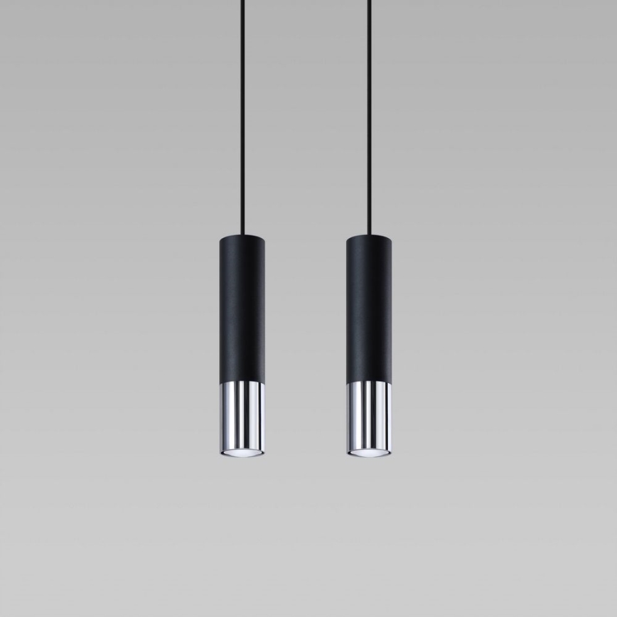Suspension filaire LOOPEZ 2xGU10/10W/230V noir/chrome brillant