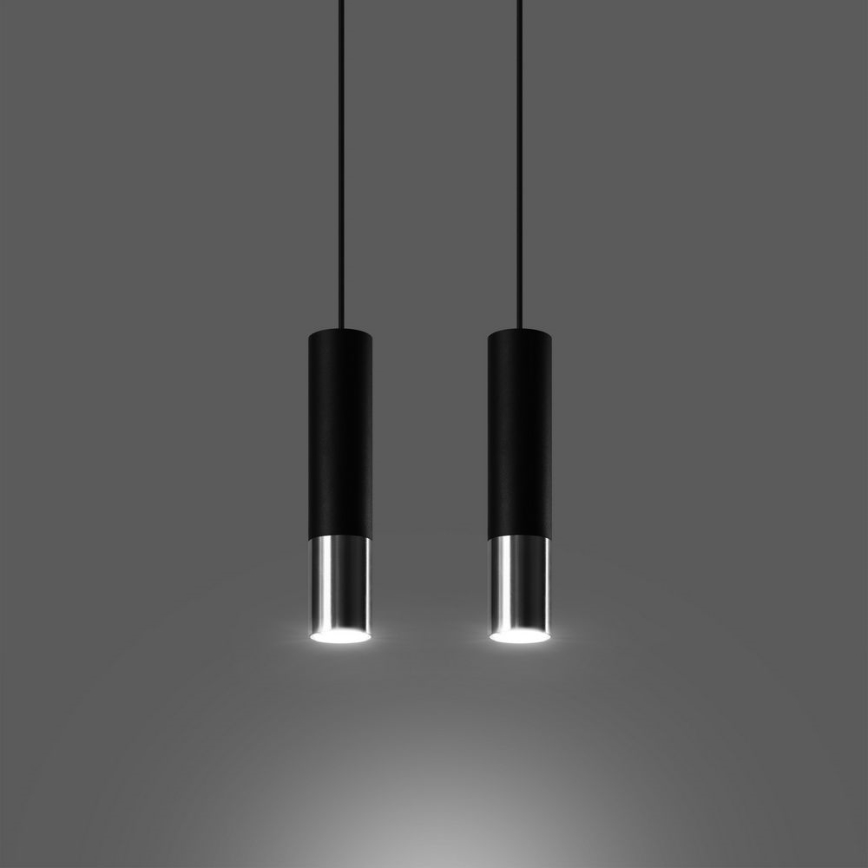 Suspension filaire LOOPEZ 2xGU10/10W/230V noir/chrome brillant