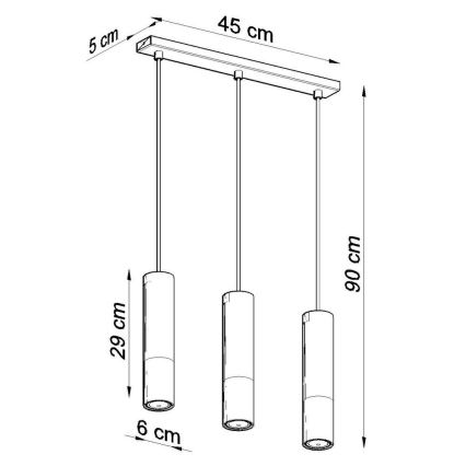 Hanglamp aan een koord LOOPEZ 3xGU10/10W/230V zwart/chroom