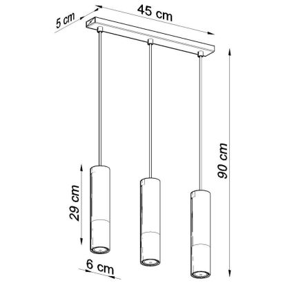 Suspension filaire LOOPEZ 3xGU10/10W/230V noir/cuivre