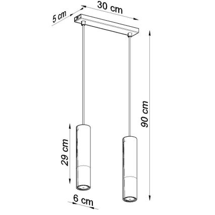 Hanglamp aan een koord LOOPEZ 2xGU10/10W/230V zwart/goud