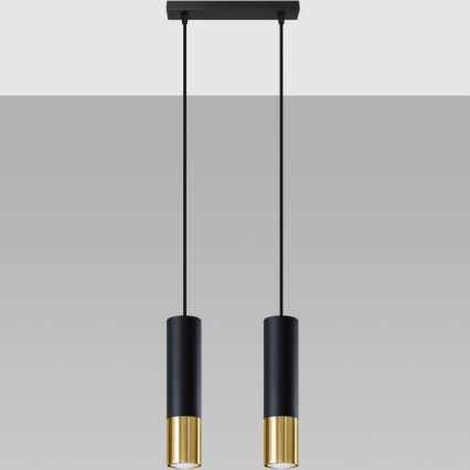 Suspension filaire LOOPEZ 2xGU10/10W/230V noir/doré