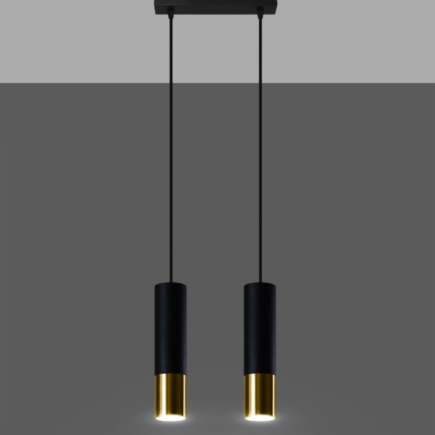 Suspension filaire LOOPEZ 2xGU10/10W/230V noir/doré