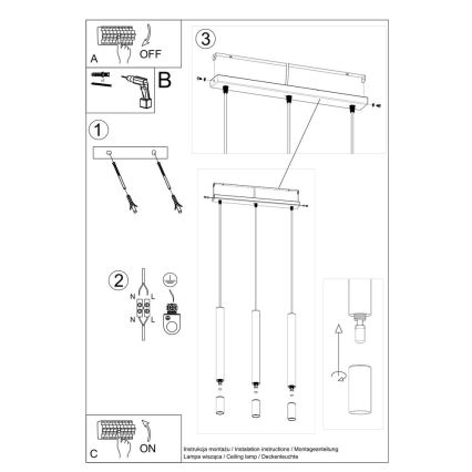 Suspension filaire VIZIER 3xG9/40W/230V blanc