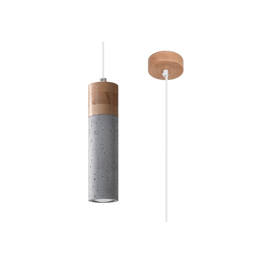Hanglamp aan een koord ZANE 1xGU10/40W/230V beton/Berk/beuken
