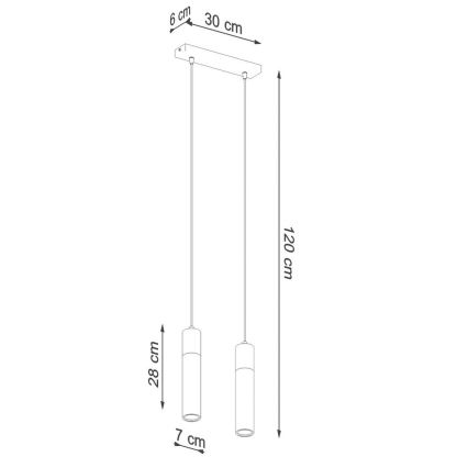 Suspension filaire ZANE 2xGU10/40W/230V béton/Bouleau/hêtre