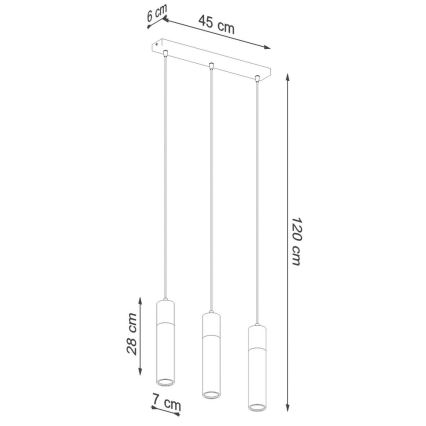 Suspension filaire ZANE 3xGU10/40W/230V béton/Bouleau/hêtre