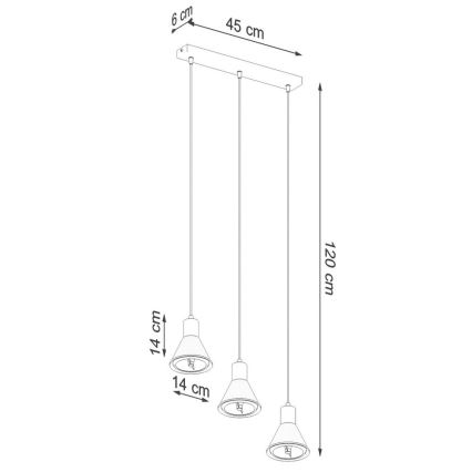 Hanglamp aan een koord TAZILA 3xES111/60W/230V wit