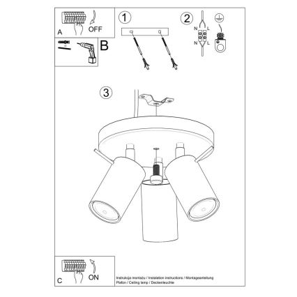 Spot RING 3xGU10/10W/230V wit