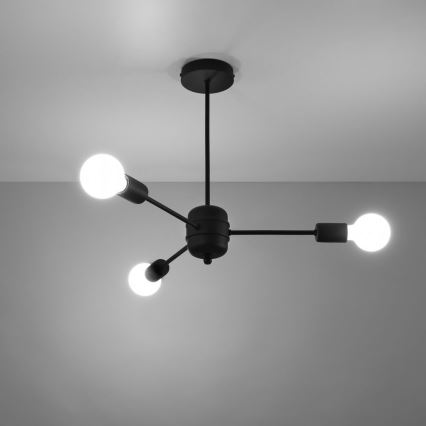 Lustre sur barre LANGO 3xE27/60W/230V noir