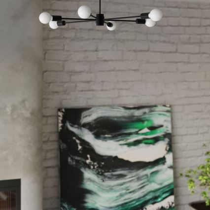 Hanglamp aan een paal LANGO 5xE27/60W/230V zwart