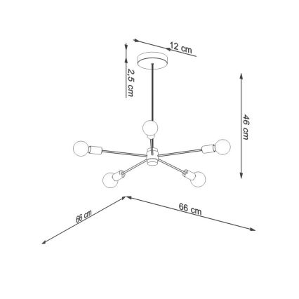 Hanglamp aan een paal LANGO 5xE27/60W/230V zwart