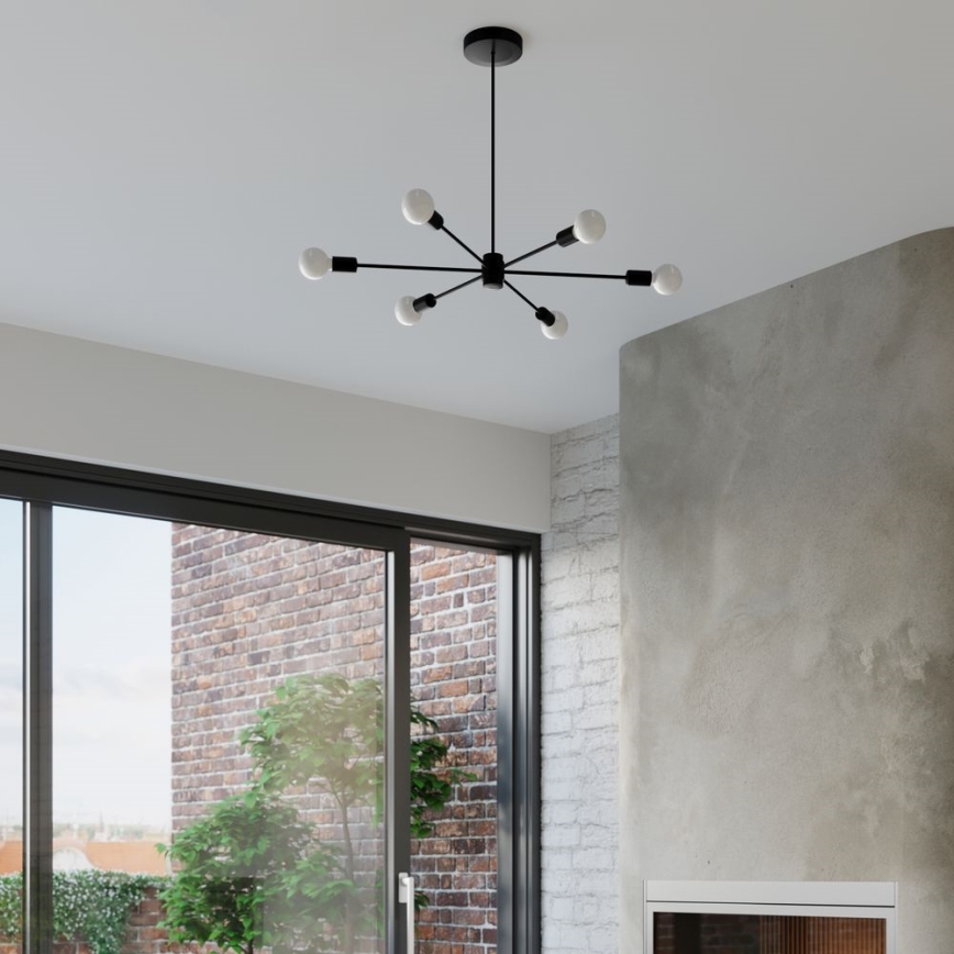 Lustre sur barre LANGO 5xE27/60W/230V noir