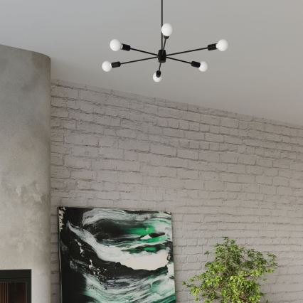 Lustre sur barre LANGO 5xE27/60W/230V noir