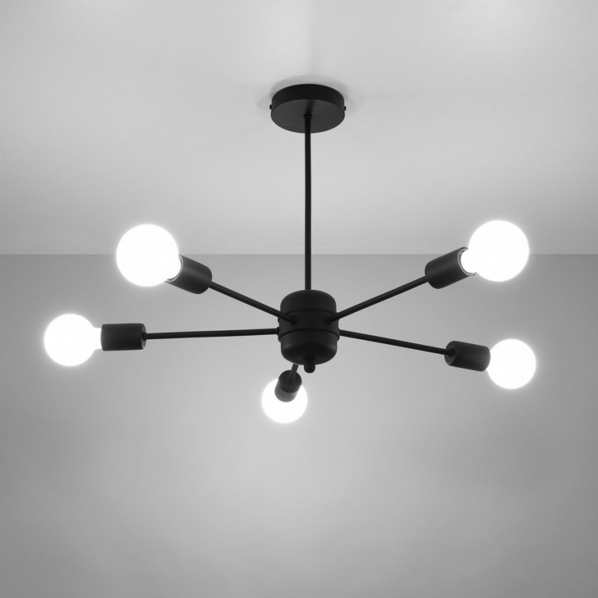 Lustre sur barre LANGO 5xE27/60W/230V noir