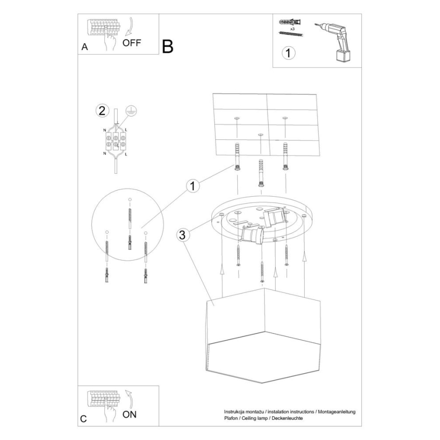 Plafonnier SUNDE 2xE27/60W/230V 15,5 cm noir