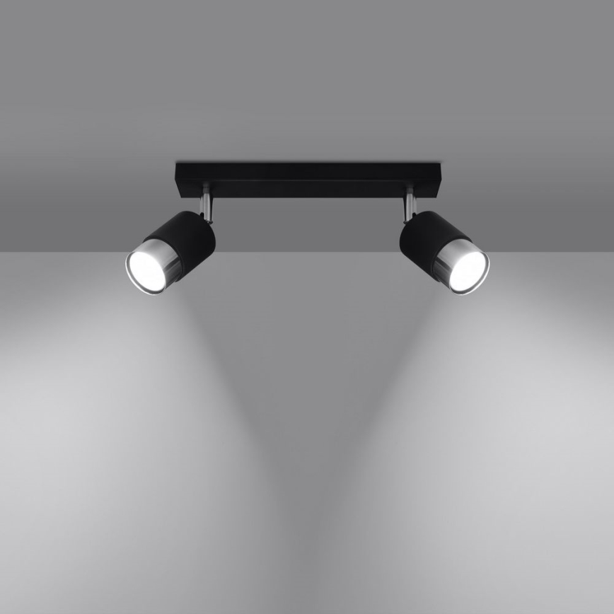 Spot NERO 2xGU10/40W/230V noir/chrome brillant