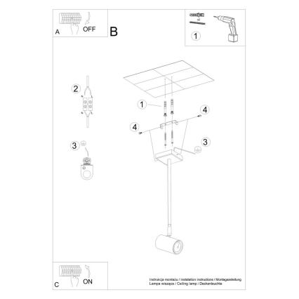 Hanglamp aan een paal NORANO 1xGU10/40W/230V zwart