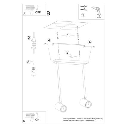 Hanglamp aan een paal NORANO 2xGU10/40W/230V zwart