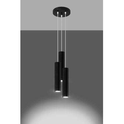 Hanglamp aan een koord LAGOS 3xGU10/10W/230V zwart