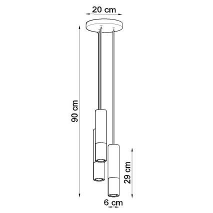 Hanglamp aan een koord LAGOS 3xGU10/10W/230V zwart
