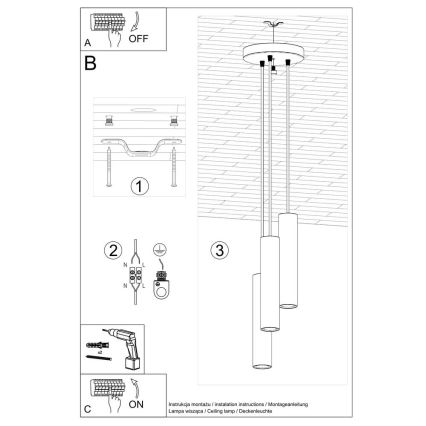 Suspension filaire LAGOS 3xGU10/10W/230V noir