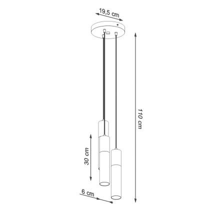 Hanglamp aan een koord BORGIO 3xGU10/40W/230V beton/metaal wit