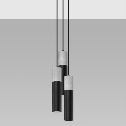 Suspension filaire BORGIO 3xGU10/40W/230V béton/métal noir